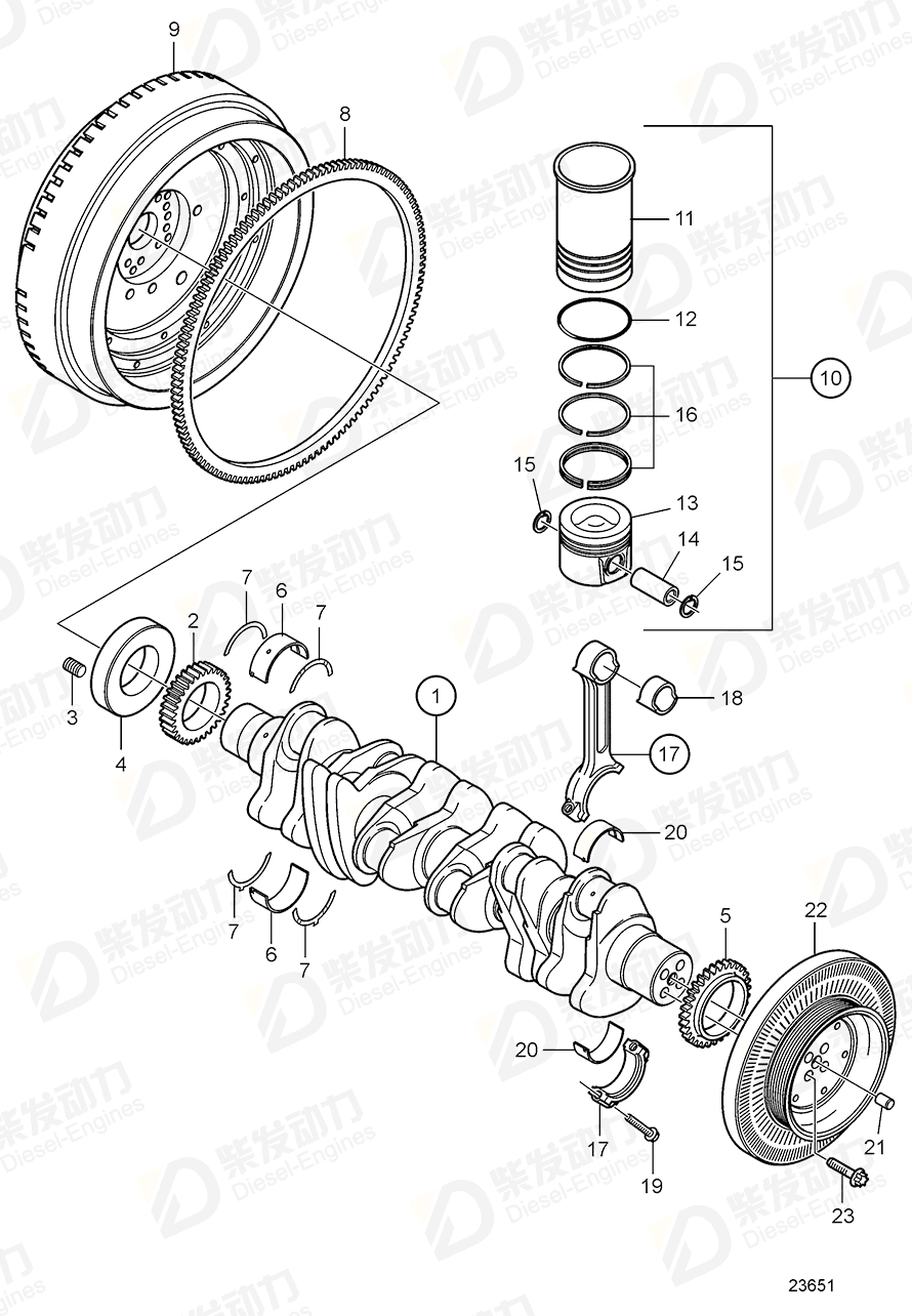 VOLVO Cylinder liner kit 21040718 Drawing